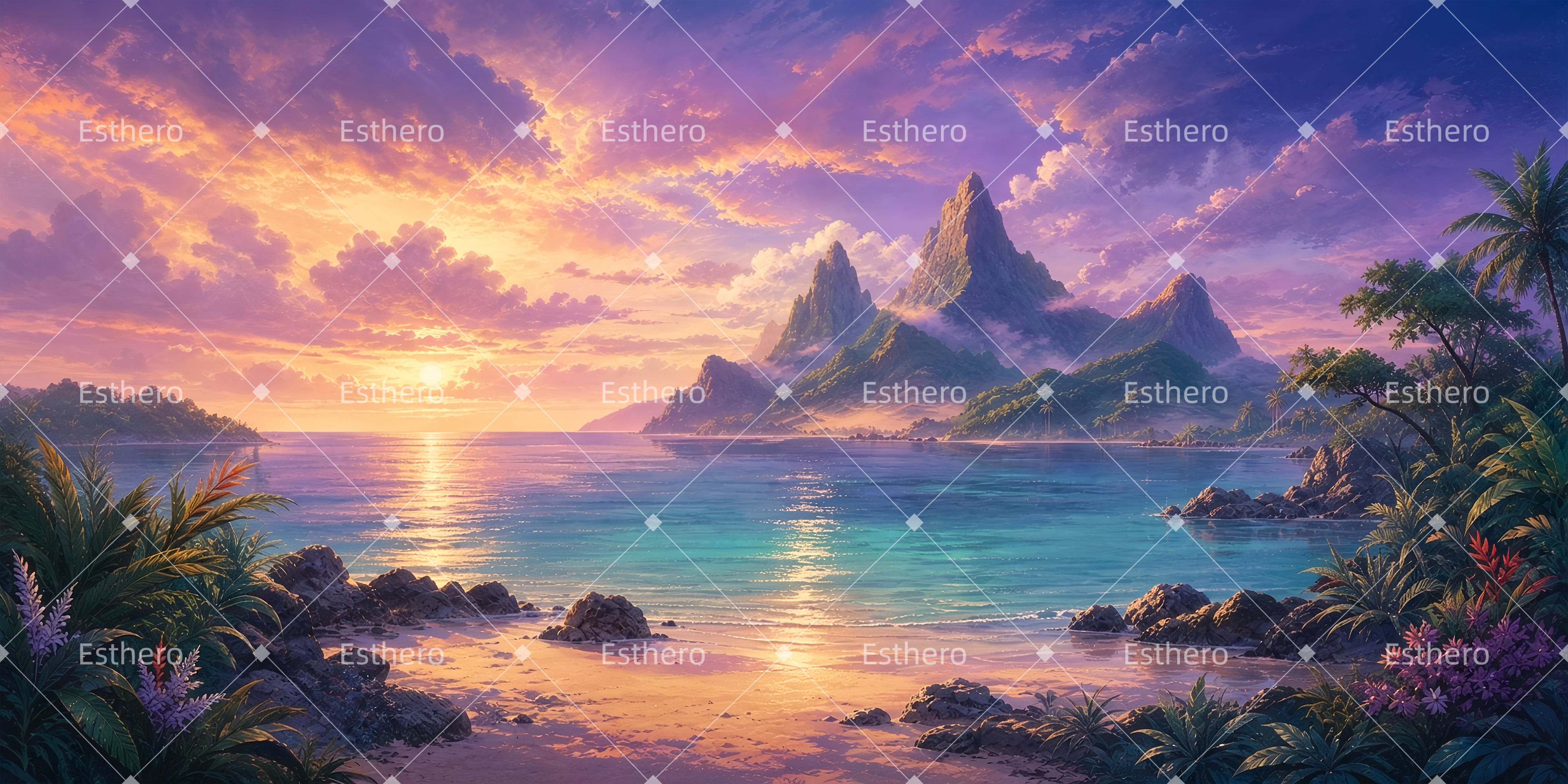 Décor de crépuscule tropical toile de fond de scène pour théâtre ZTT65-T72