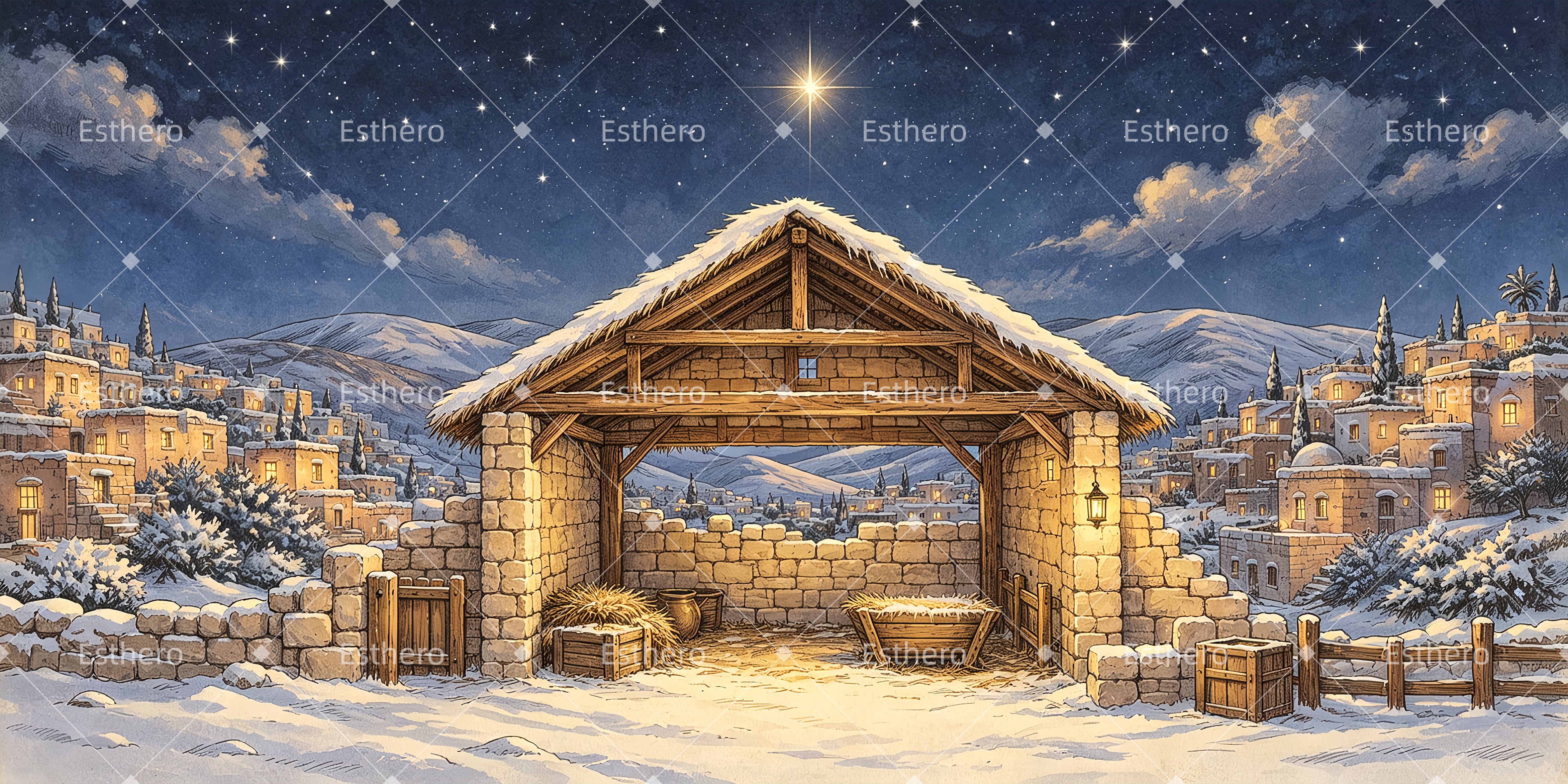 Décor de Scène Sainte Crèche pour Spectacle Théâtral ZTT66-T116
