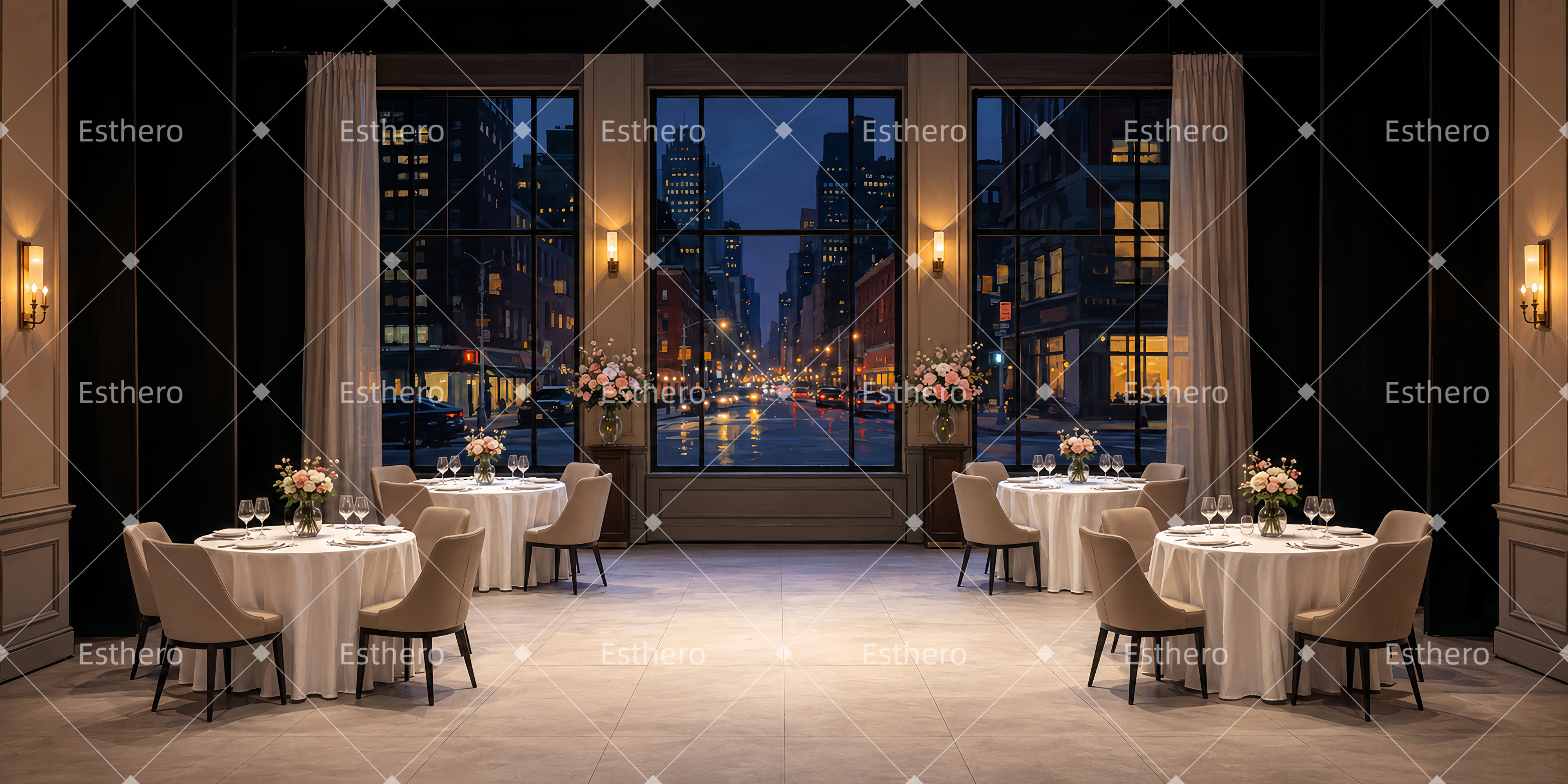 Bistrot Urbain Toile de Fond pour Scène de Théâtre ZTT66-T122