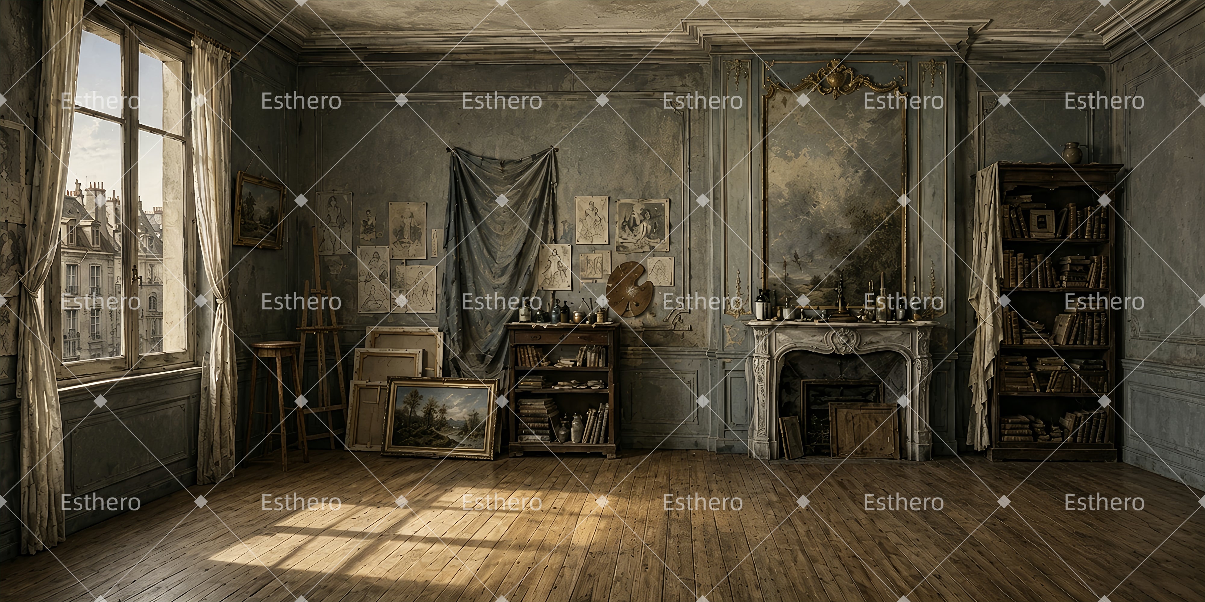 Toile de Fond Théâtre Atelier Français Vintage ZTT66-T80