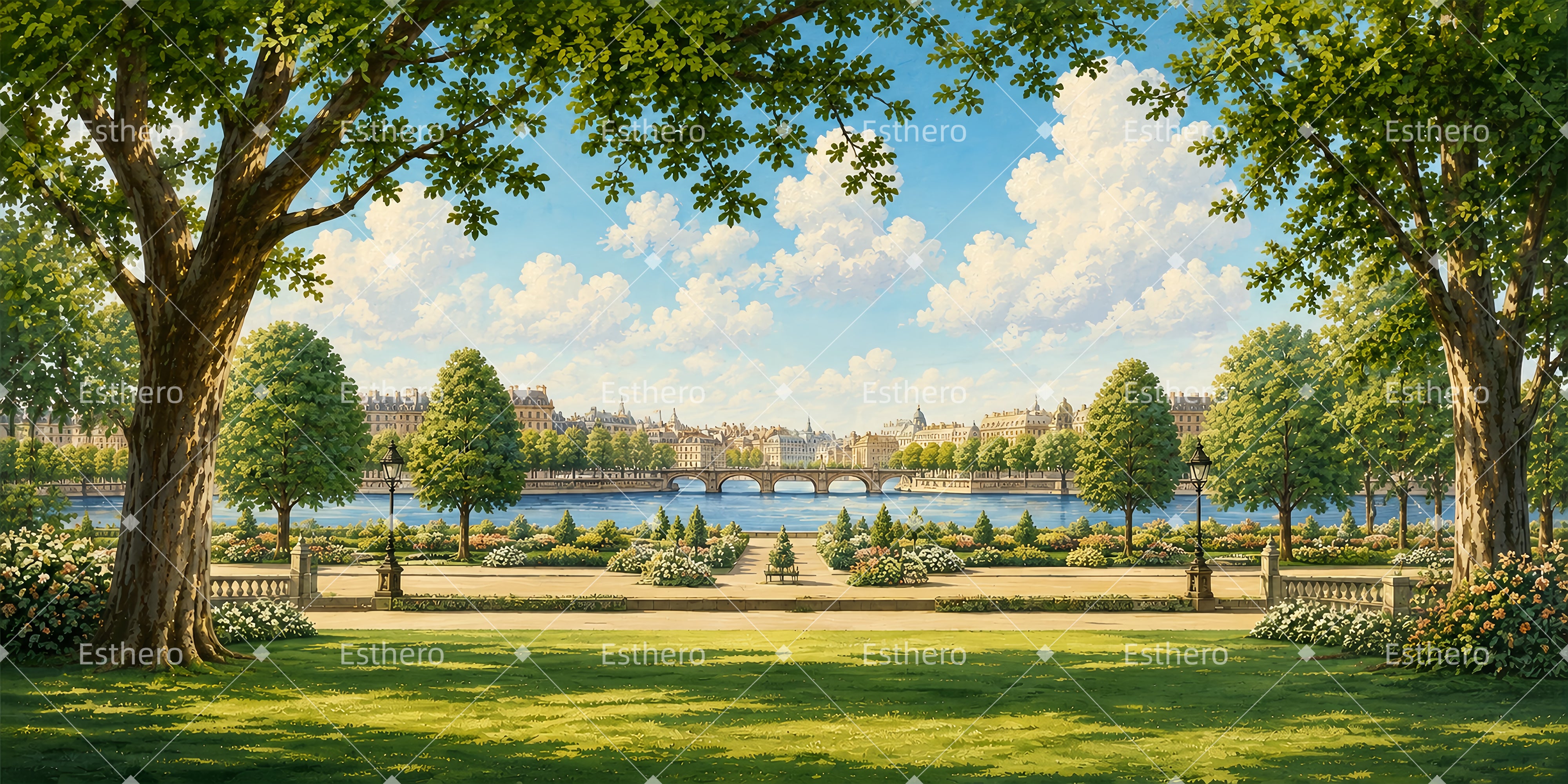 Toile de Fond Jardin Parisien pour Spectacle et Théâtre ZTT66-T84