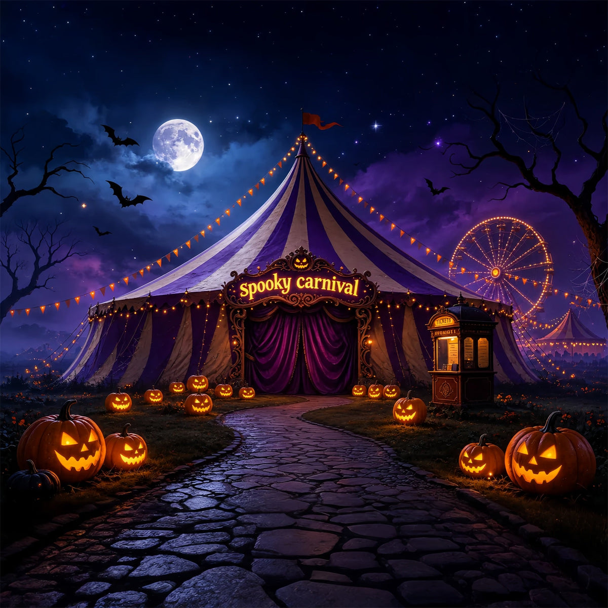 Décor De Carnaval D'HalloweenTente De Carnaval Citrouille Éclairée Par La LuneDécor ZTT67-10