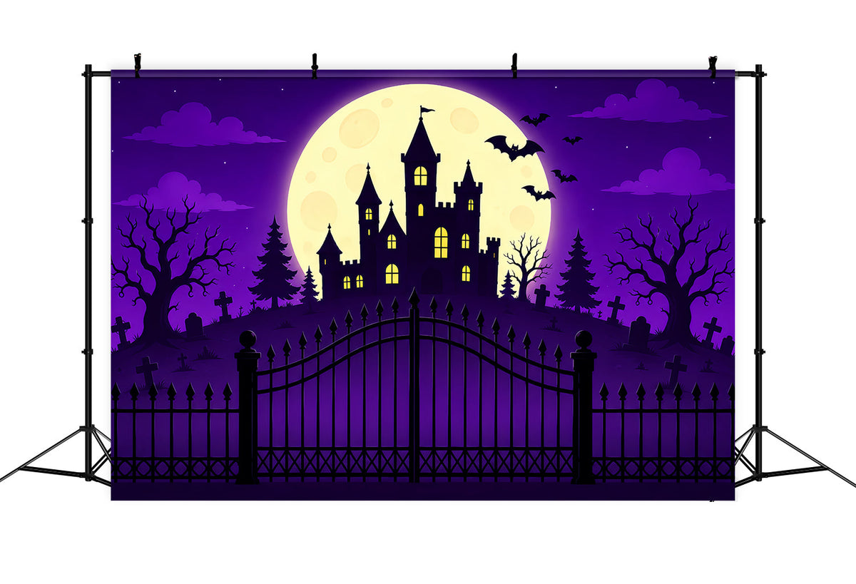 Idées De Décors D'Halloween À Faire Soi-Même Château Et Lune Violette Décor D'Halloween Violet ZTT67-14