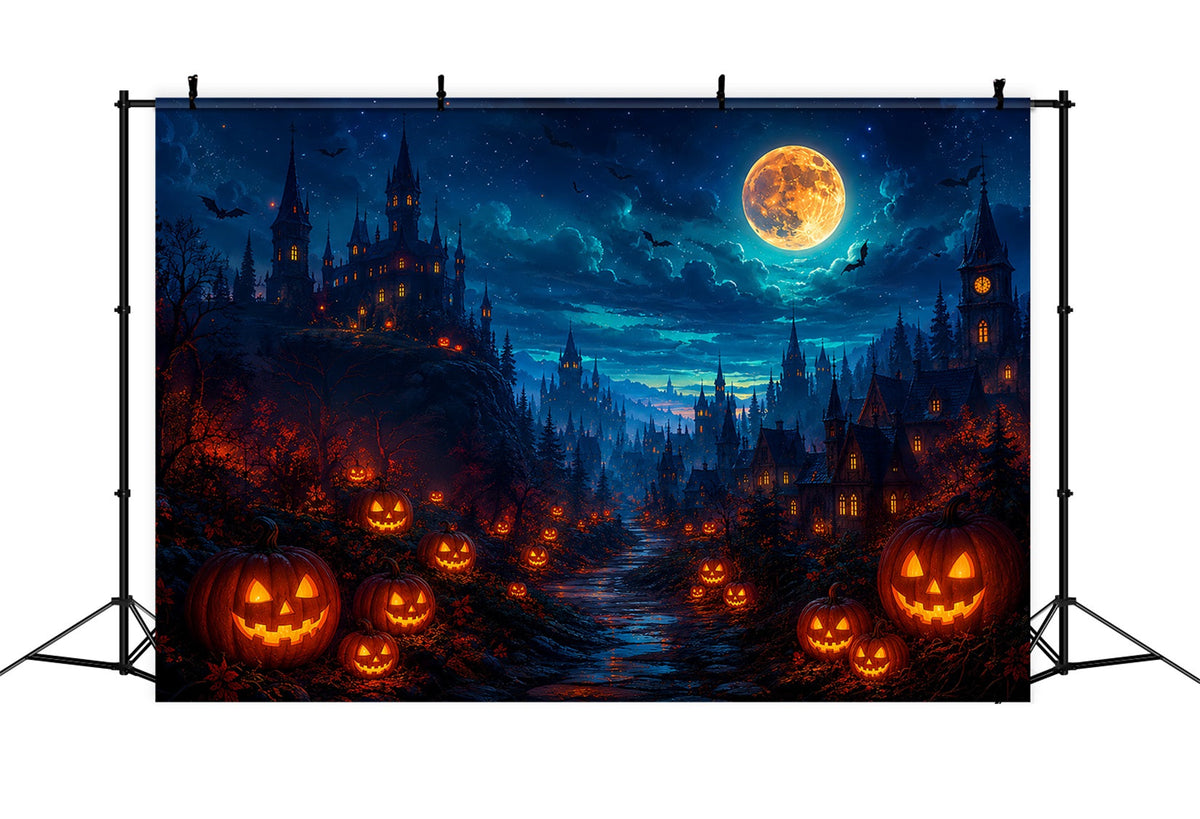 Idées De Décors Photo Pour Une Fête D'Halloween Citrouille Lumineuse Château De La Vallée Décor ZTT67-15