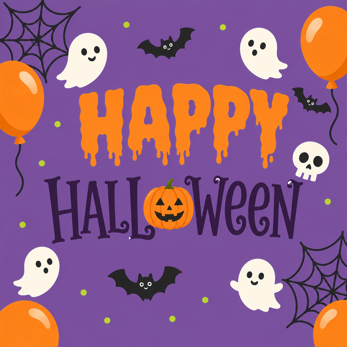 Décor De Fond D'Halloween Simple Fantôme Mignon Et BallonsTrès Grand Décor D'Halloween ZTT67-18