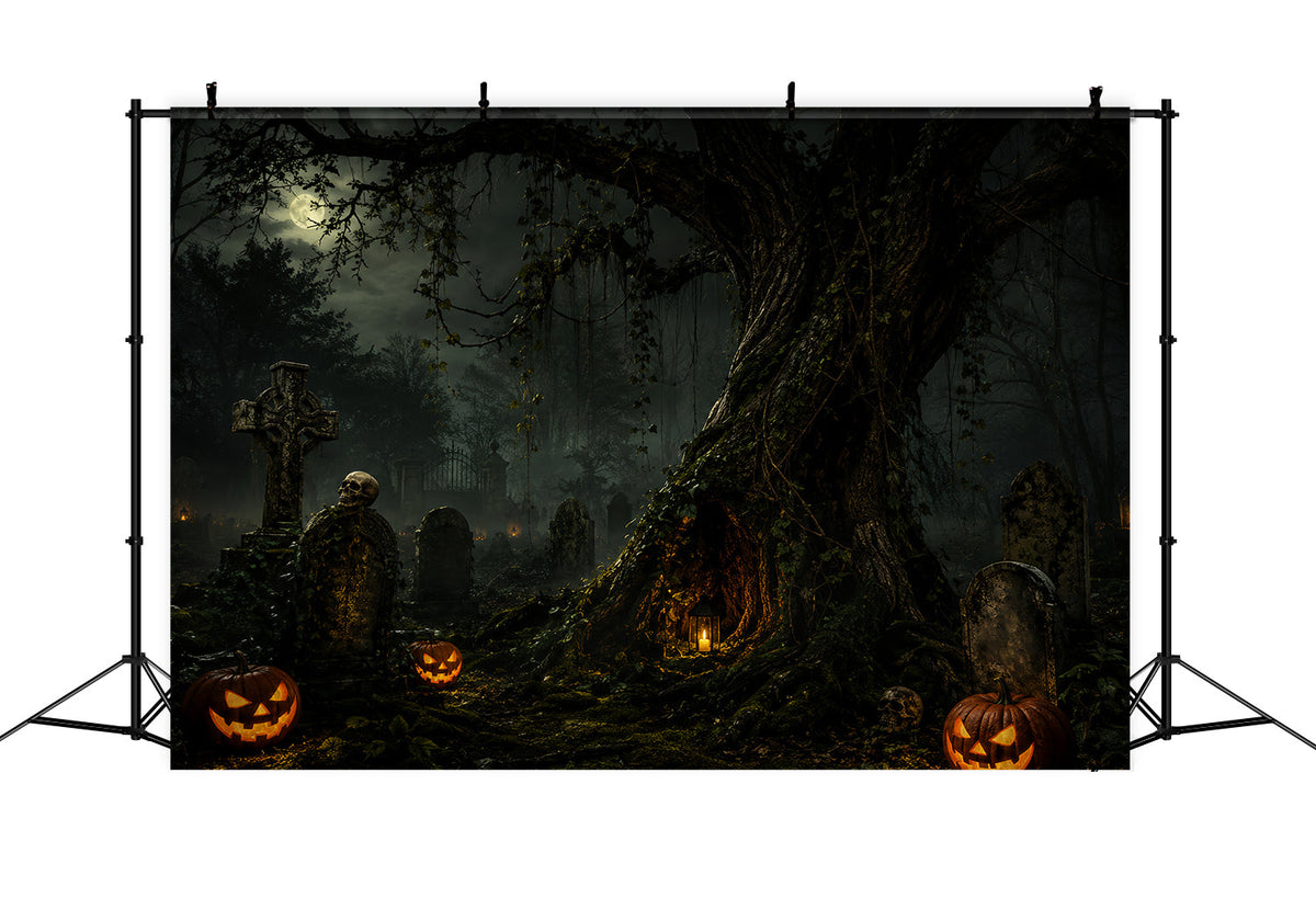 Décor De Cimetière Personnalisé Pour Halloween Clair De LuneArbre À Citrouilles Décor ZTT67-34