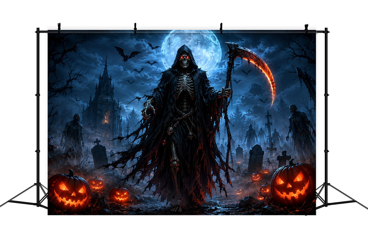 Décor De Garage Pour Halloween Avec Clair De Lune Citrouilles Et Cimetière ZTT67-45