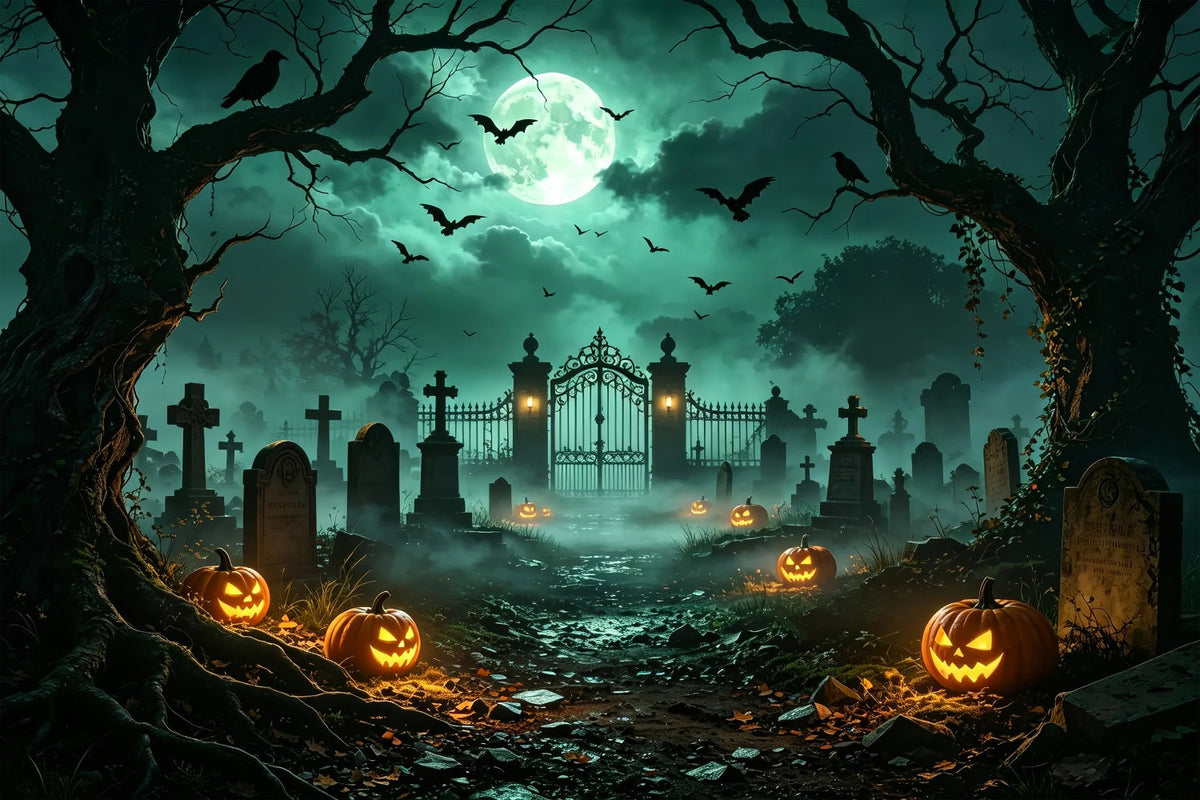 Décor De Cimetière Pour Halloween Avec Un Chien Citrouille Au Clair De LunePorte De Cimetière Décor ZTT67-67