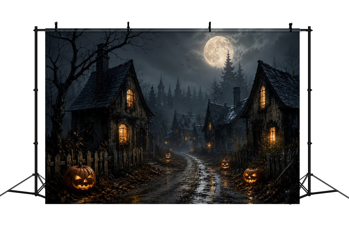 Décor De Village Fantôme En Vitrail Au Clair De Lune Avec Citrouil les Route Lemax Spooky Town ZTT67-70