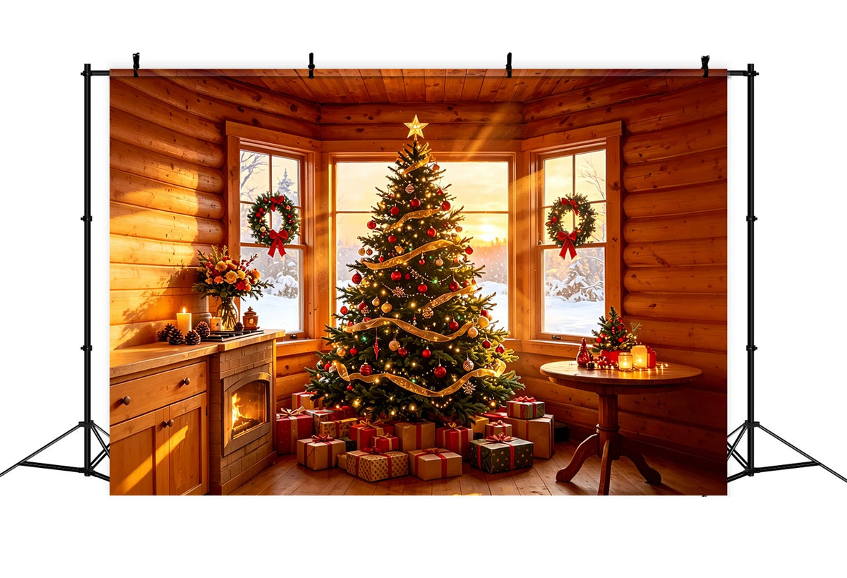 Décor De Noël Rustique Lumière D'Arbre Dans Une Cabane Confortable Décors De Noël Pour Studio ZTT69-1
