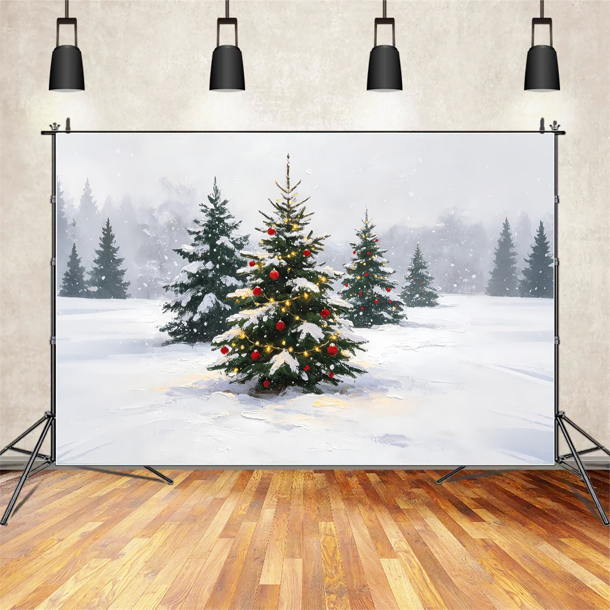 Décor De Noël D'Hiver Pin Peint Enneigé Décor De Noël ZTT69-12