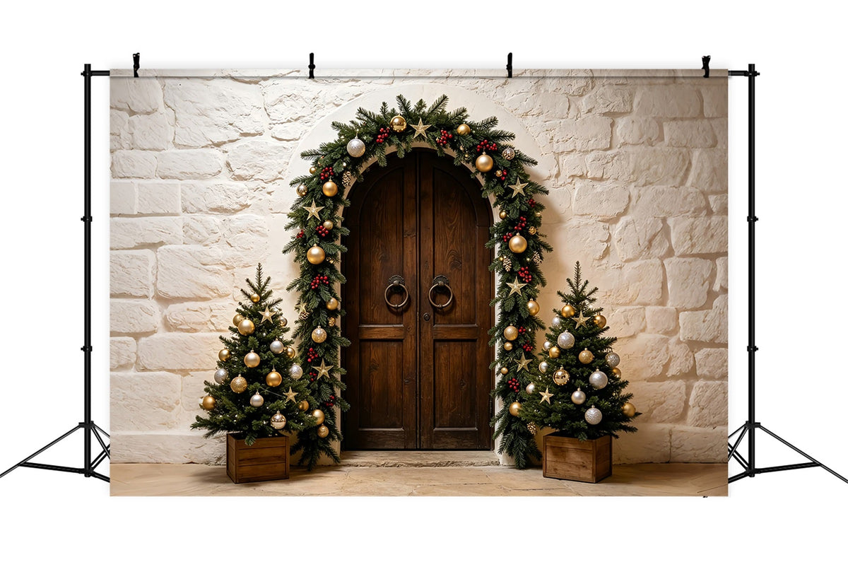Fond De Noël Simple Entrée De La Guirlande De L'Arche De Pierre Décor Photo De Noël ZTT69-14
