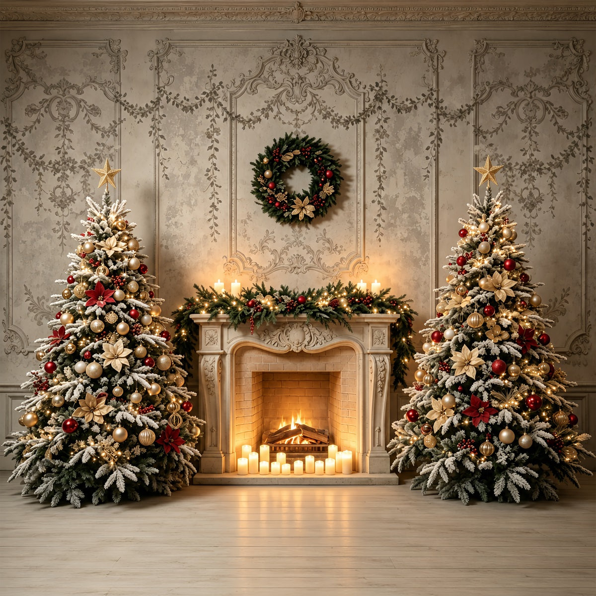 Décor De Noël Pour Salon Élégante Cheminée Avec Arbre Décoratif Grand Décor De Noël ZTT69-24