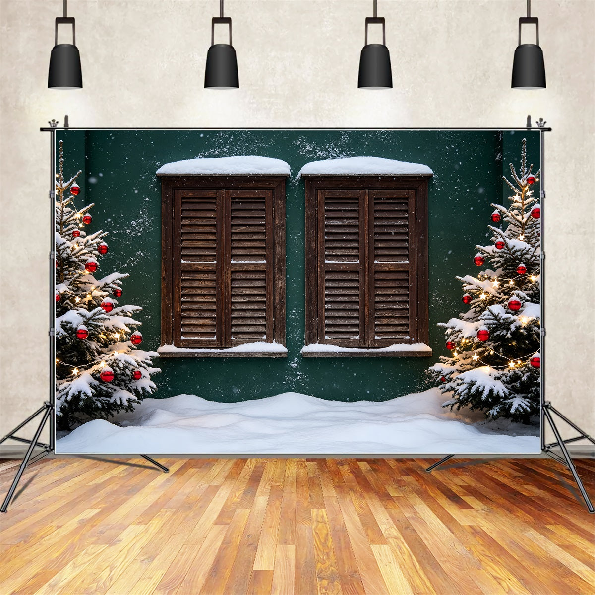 Décor De Noël Champêtre Volets Enneigés Décors De Noël ZTT69-25