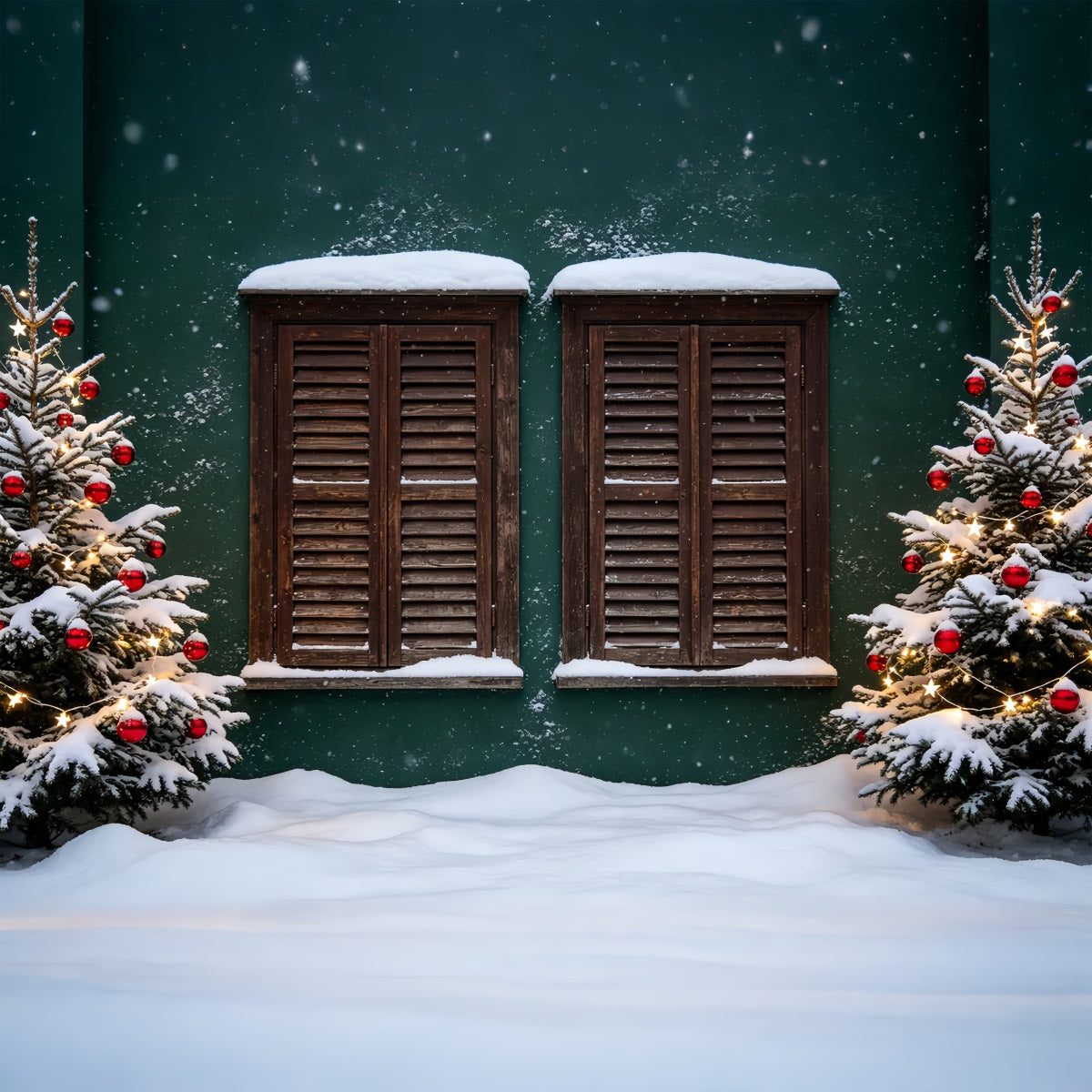 Décor De Noël Champêtre Volets Enneigés Décors De Noël ZTT69-25