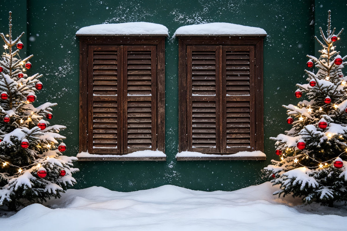 Décor De Noël Champêtre Volets Enneigés Décors De Noël ZTT69-25