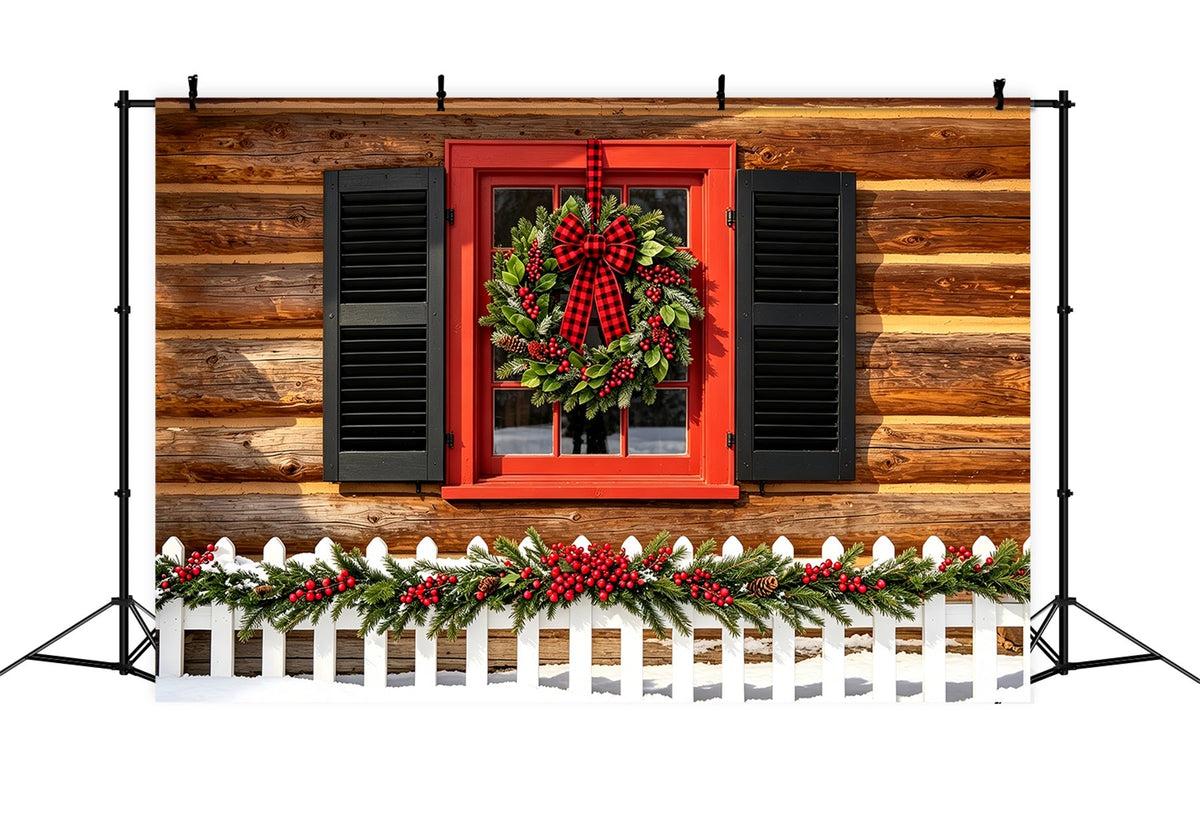 Décor De Noël Champêtre Couronne Rustique Pour Fenêtre De Cabane Décors Muraux De Noël ZTT69-29