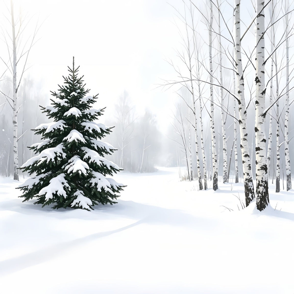Décor De Noël Enneigé Forêt De Pins En Hiver Fond En Mousseline De Noël ZTT69-40