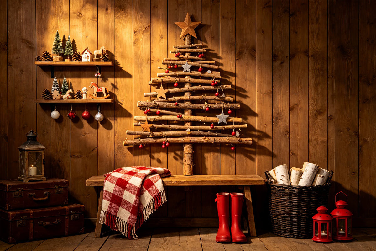 Décors De Noël Rustiques Décoration De Sapin De Noël En Bois De Style Champêtre Décors De Noël D'Intérieur ZTT69-42