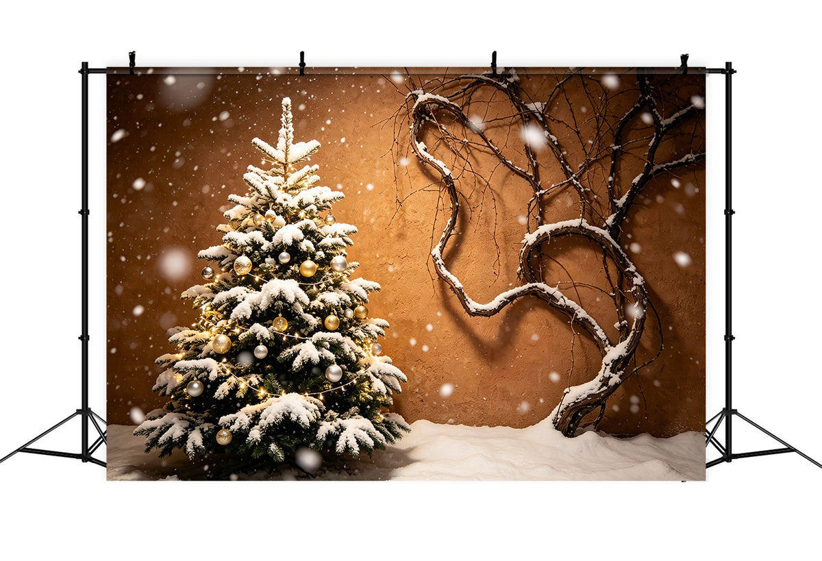 Fond De Sapin De Noël Mur De Vigne D'Arbre Enneigé Fond Mural De Noël ZTT69-44