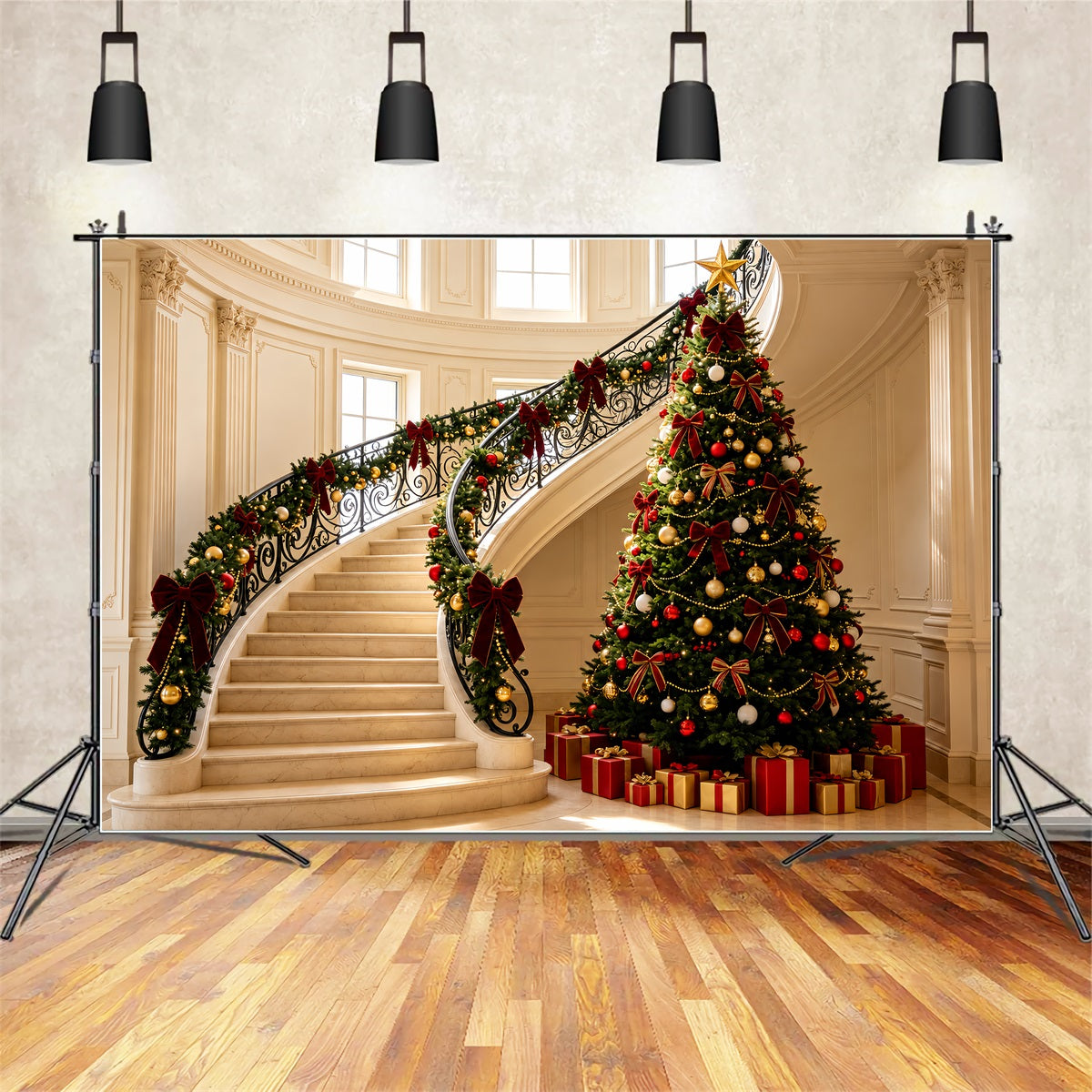 Décors De Noël Victoriens Décoration Élégante De Guirlande D'Escalier Décors De Noël D'Intérieur ZTT69-5