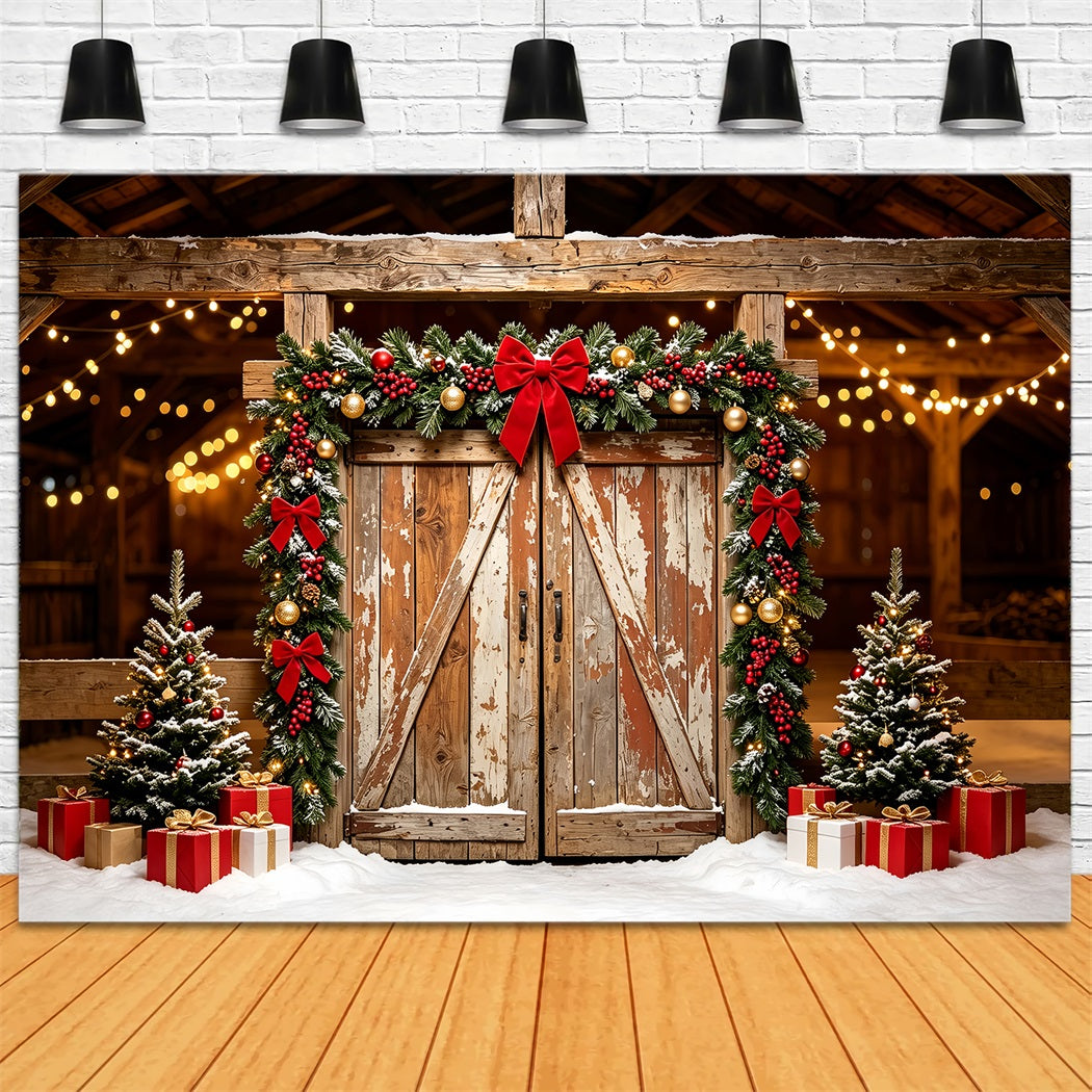 Décor De Porte De Grange De Noël Porte Ornée D'Une Guirlande Rustique De Grange Décors De Noël ZTT69-50