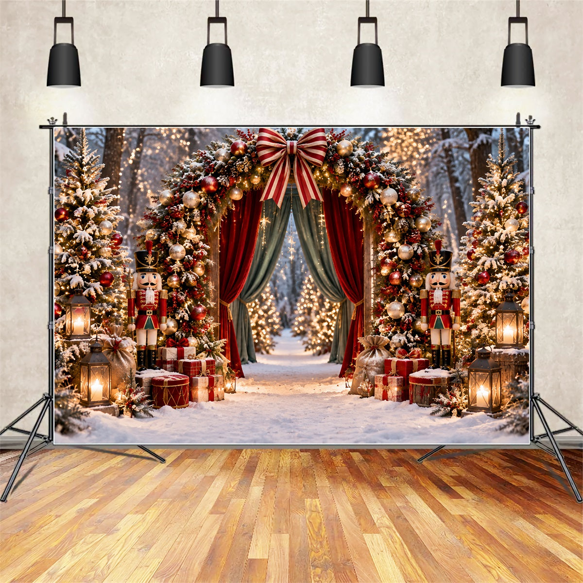 Fond Photo De Noël Arche Rideau Forêt Casse-Noisette ZTT69-64
