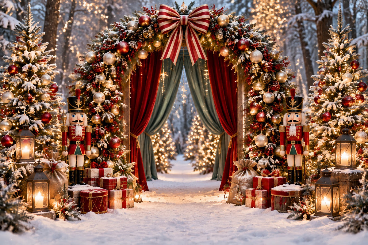 Fond Photo De Noël Arche Rideau Forêt Casse-Noisette ZTT69-64