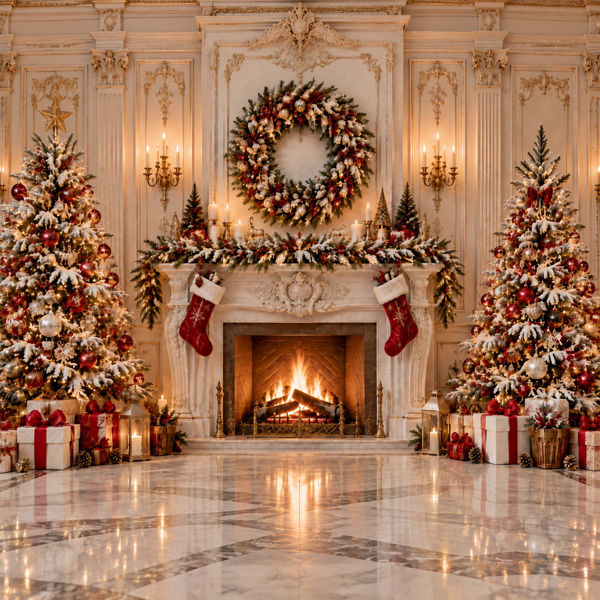 Fond De Cheminée De Noël Grande Couronne Décorative ZTT69-65