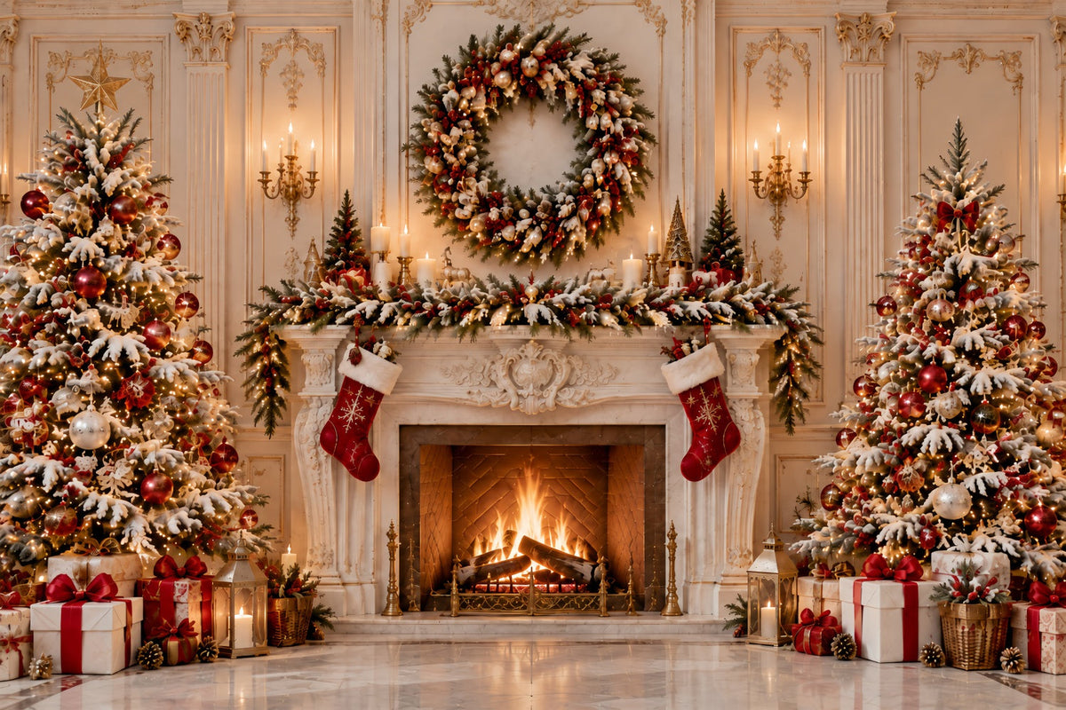 Fond De Cheminée De Noël Grande Couronne Décorative ZTT69-65