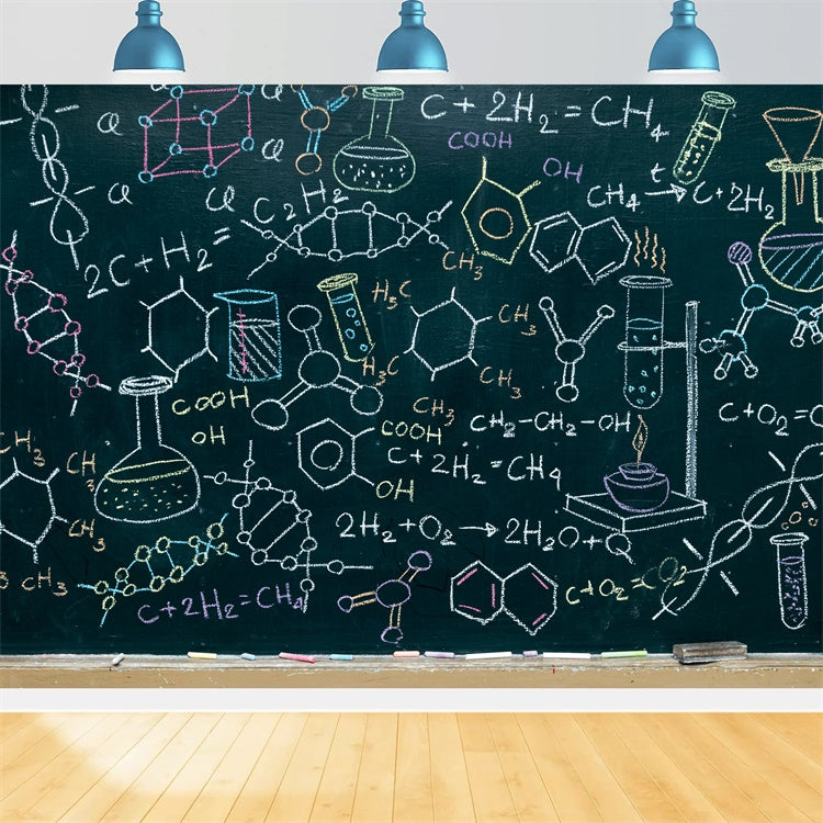 Toile de Fond de Formules Chimiques sur Tableau Noir pour la Rentrée BRP7-31