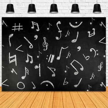 Toile de Fond de Notes Musicales sur Tableau Noir pour la Rentrée BRP7-34