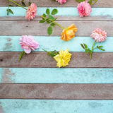 Toile de fond de beau mur en bois avec fond de fleurs pour la photographie de fête S-3241