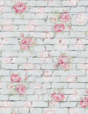 Brick Flower Wall Backdrop for Baby Photography