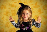 Toile de fond jaune citrouille d'Halloween pour la photographie d'enfants DBD-19001