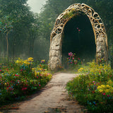 Toile de Fond Arche de fleurs de forêt mystérieuse D1016