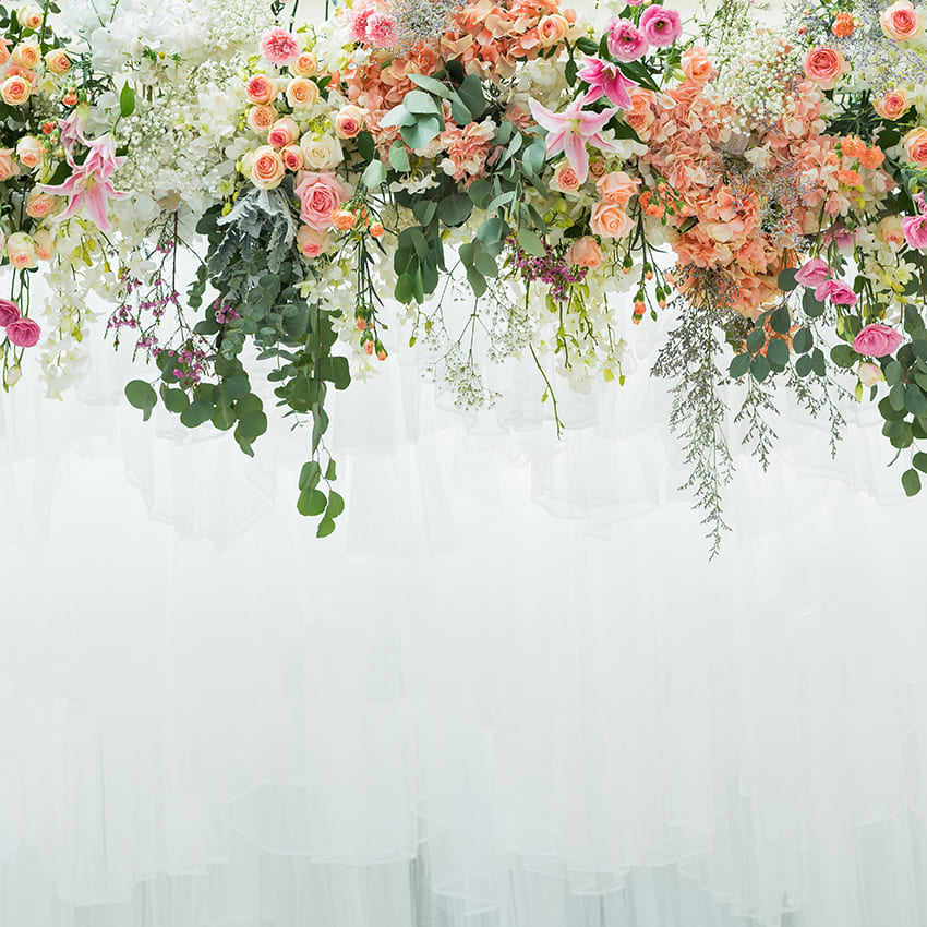 Toile de fond de fleurs de mariage pour la décoration de photographie D1044