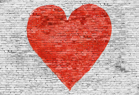Love Heart Vintage Brick Wall Backdrop