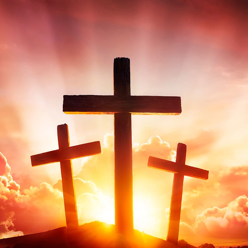 Toile de fond de religion Jésus-Christ trois croix D1050