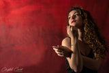 Abstrait aquarelle portrait rouge toile de fond pour séance photo D206
