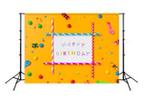 Happy Birthday Decorations Yellow Backdrop for Photo Booth D311