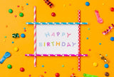 Happy Birthday Decorations Yellow Backdrop for Photo Booth D311