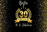 Personized Happy Birthday Banner Custom Gold and Black 30th Photo Backdrop D592