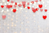 Brick Hearts Lights Backdrops for Valentine Photo Shoot D691