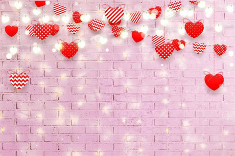 Pink Brick Hearts Valentine Backdrops for  Photo Shoot D692
