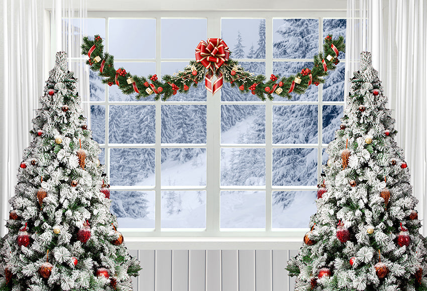Christmas Winter Snow Scene  Window Photo Shoot Backdrop