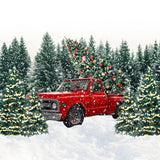 Red Truck Christmas Trees  Backdrop for Photography