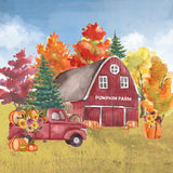 Fall Halloween Farm Red Barn Backdrop