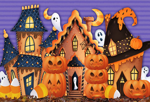 Halloween Backdrop Gingerbread Village for Photography