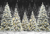 Christmas Night Forest Snow Photography Backdrop